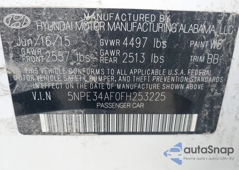 2015 Hyundai Sonata Sport из США, поврежденный, VIN 5NPE34AF0FH253225